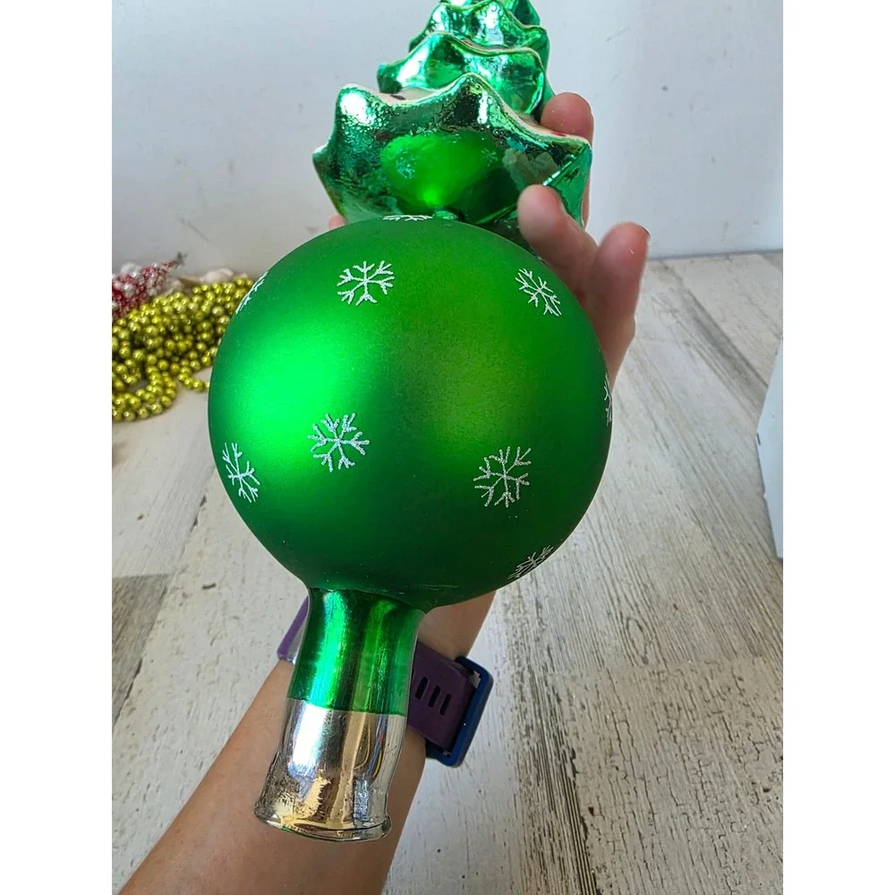 Vintage radko winter tree finial tree topper green and dent 2003 103720 rare
